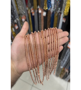 Hematit Taşı Dalgalı Kesim Parlak Roz 4x1mm Doğal Taş Dizi