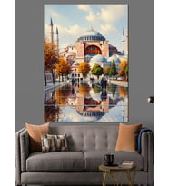 Ayasofya Camii Yansıma Manzarası Dekoratif Kanvas - Mdf Ahşap Tablo