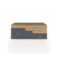 Kronos Konsol 3 Raflı 6 Çekmeceli 5 Kapaklı 220x59x99 Çam-Antrasit/Çam