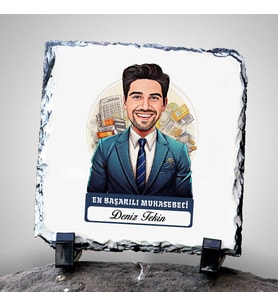 Kişiye Özel Hediye Karikatürlü En İyi Erkek Muhasebeci Dekoratif Taş