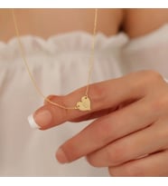 Kişiye Özel Minimal Kalp Harf Model Kolye 925K Gümüş (Gold)