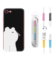 Apple iPhone 5 6 7 8 Plus Se XR Kılıf Kablo Koruma Spiral Silikon Panda Sevimli 1738