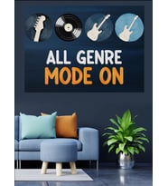 Müzik Türleri İkonlu Yazı Dekoratif Kanvas - Mdf Ahşap Tablo