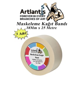 Maskeleme Bandı Kağıt Bant 38 mm 25 Metre 3 Adet Boya Bantı Maskeleme Kağıt Bant Duvar Yağlı Boya Badana