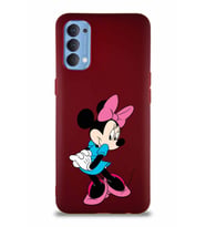 Oppo Reno 4 Soft Premier Kapak Minnie Mouse-F Tasarımlı Silikon Kılıf - Mürdüm (Şeffaf)