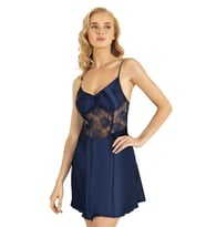 Amora Secret Lacivert Kısa Saten Gecelik 8239