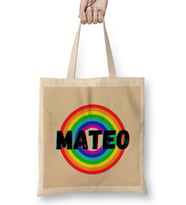 Mateo-Name personalized Custom - vintage Retro Rainbow Style Design Gift Baby-Gift For Him Bez Çanta Uzun Saplı
