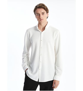 LCW Vision Beyaz Slim Fit Uzun Kollu Erkek Dokulu Gömlek