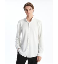 LCW Vision Beyaz Slim Fit Uzun Kollu Erkek Dokulu Gömlek