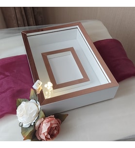 25X35 BEYAZ-ROSEGOLD LEDLİ FOTOĞRAF BÖLÜMLÜ ANI ÇERÇEVESİ- NİŞAN SÖZ GÜLLERİNİZ İÇİN ÇERÇEVELER