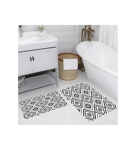 Rovigo Home Dijital Baskılı 2'li Banyo paspas Takımı RVG5149 (Siyah)