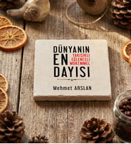 Kişiye Özel Dayıya Hediye Bardak Altlığı Doğum Günü Hediyesi (Krem)