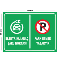 Metal Elektrikli Araç Şarj Noktası Park Etmek 30cm x 40cm A3 Büyüklüğünde Uyarı Levhası Yönlendirme