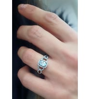 Sky Diamond Blue Aquamarin Taşlı 925ayar gümüş üzerine beyaz altın kaplama lüks yüzük