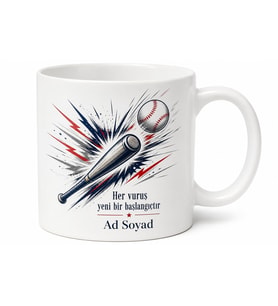 Beyzbol Sopası Home Run Çizimli Güç Temalı Kupa Bardak Hediye