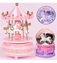 Atlı Karınca Unicorn Mini Işıklı Kar Küresi Ve Müzik Kutusu (Pembe)