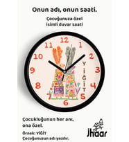 İsme Özel Sevimli Tavşanlar Çocuk Odası Duvar Saati Orta Boy 30 cm Siyah Camlı Sessiz