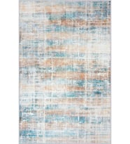 Eliana Home Baskılı, Yıkanabilir Kaymaz Taban Salon Halısı LNA1769 100x150 cm (Mavi)
