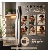 6'lı Kare Fotoğraf Magneti Erkeğe Kişiselleştirilebilir Premium Anı Hediye Seti