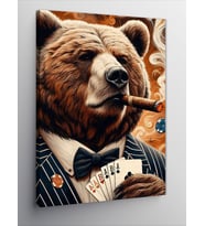 Kanvas Tablo Poker Oynayan Ayı