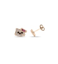 Hello Kitty Kedi Rose Kaplama 925 ayar Gümüş Çocuk Küpe