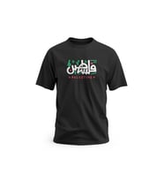 Kısa Kollu Ortalı Büyük Filistin Arapça Ve İngilizce Renkli Yazısı Dijital Baskılı Unisex S - 2XL T300015 (Siyah)