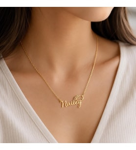 Kişiye Özel 925 Ayar Gümüş Hello Kitty Figürlü İsim Kolye (Gold)