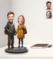 Kişiye Özel Sevgili Tasarımlı Karikatür İki Katmanlı Ahşap Biblo Model-43