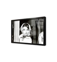 Siyah Beyaz Audrey Hepburn Çerçeveli Cam Tablo