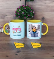 Matematik Öğretmeni Kupa Bardak Sarı Fotoğraflı Öğretmenler Günü Hediyesi