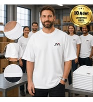 Logonuza Özel 10 Adet Oversize Beyaz Tişört - Pamuk Unisex Kurumsal Tişört
