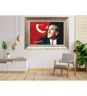 Gümüş Çerçeveli Atatürk Tablo a597