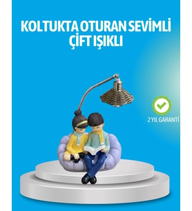 Romantik Çift Figürlü Okuyan Çift Masa Lambası Dekoratif Led Aydınlatma