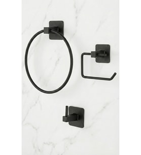 Yapışkanlı Set Havluluk Wc Tuvalet Kağıtlık Askılık Siyah