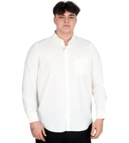Mode XL Büyük Beden Erkek Uzun Kol Gömlek Cepli OXFORD U20367 Ekru