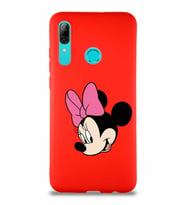Huawei P Smart 2019 Soft Premier Kapak Minnie Mouse-B Tasarımlı Silikon Kılıf - Kırmızı (Şeffaf)