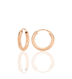 Gümüş rose lazer kesimli 14 mm halka küpe SGTL12747ROSE