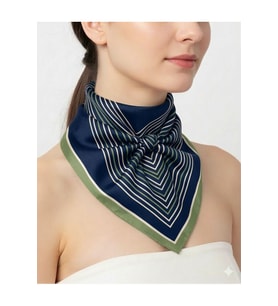 Tarzını Seç Lacivert V Çizgi Fular / Bandana / Aksesuar 48x48 cm