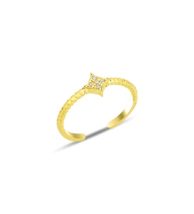 Gümüş altın yaldızlı zirkon taşlı alttan ayarlanabilir eklem yüzük SGTL12231GOLD (Rose)