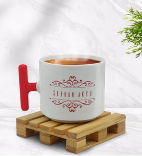 BK Gift Kişiye Özel İsimli Kırmızı T Kulplu Middle Kupa Bardak-9