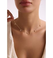 925 Ayar Gümüş Gold Kaplama Pembe Taşlı Şans Kelebek Kolye