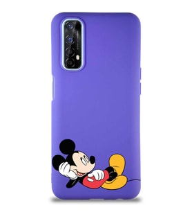 Realme 7 Soft Premier Kapak Mickey Mouse-F Tasarımlı Silikon Kılıf - Mor (Şeffaf)
