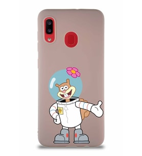 Samsung Galaxy A30 Soft Premier Kapak Sandy Tasarımlı Silikon Kılıf - Pudra (Şeffaf)