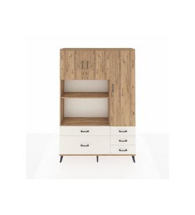 Arges Dolap 7 Raflı 5 Çekmeceli 3 Kapaklı 132x30x195 Çam-Çam/Aytaşı