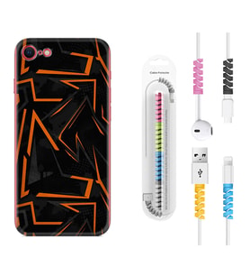 Apple iPhone 5 6 7 8 Plus Se XR Kılıf Kablo Koruma Spiral Silikon Zigzaglar 1651