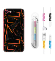 Apple iPhone 5 6 7 8 Plus Se XR Kılıf Kablo Koruma Spiral Silikon Zigzaglar 1651