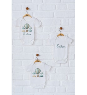 Pia Baby Premium %100 Pamuk İsme Özel Organik Baskılı Üçlü Set Çıtçıtlı Bebek Body Zıbın Modelleri 5050-18 (Ekru)
