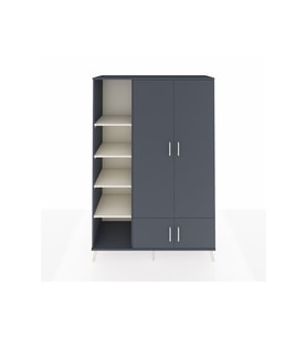 Hyperion Dolap 6 Raflı 4 Kapaklı Tek Askılı 132x44x195 Antrasit-Antrasit/Aytaşı
