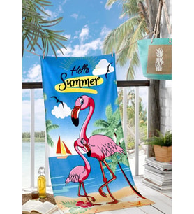 Plaj Havlusu 75x150 Flamingo Desenli