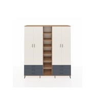 Hyperion Dolap 13 Raflı 6 Çekmeceli 2 Askılı 220x44x243 Çam-Aytaşı/Antrasit